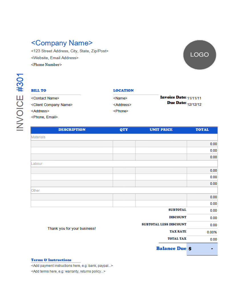 Free Contractor Invoice Templates
