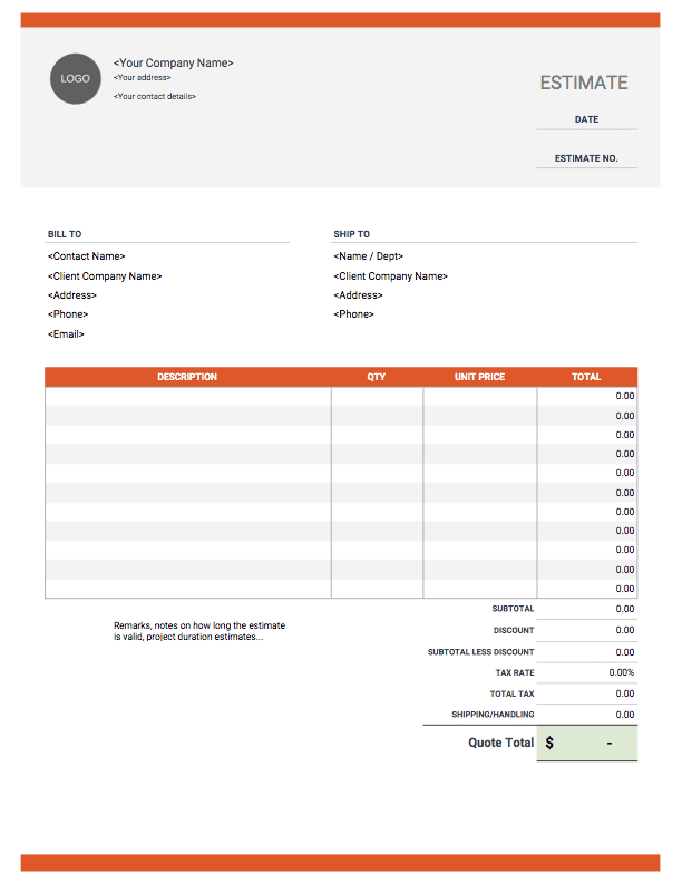 Free Contractor Estimate Templates