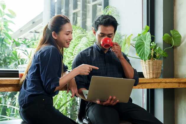 small business coworkers engaged at a task at work